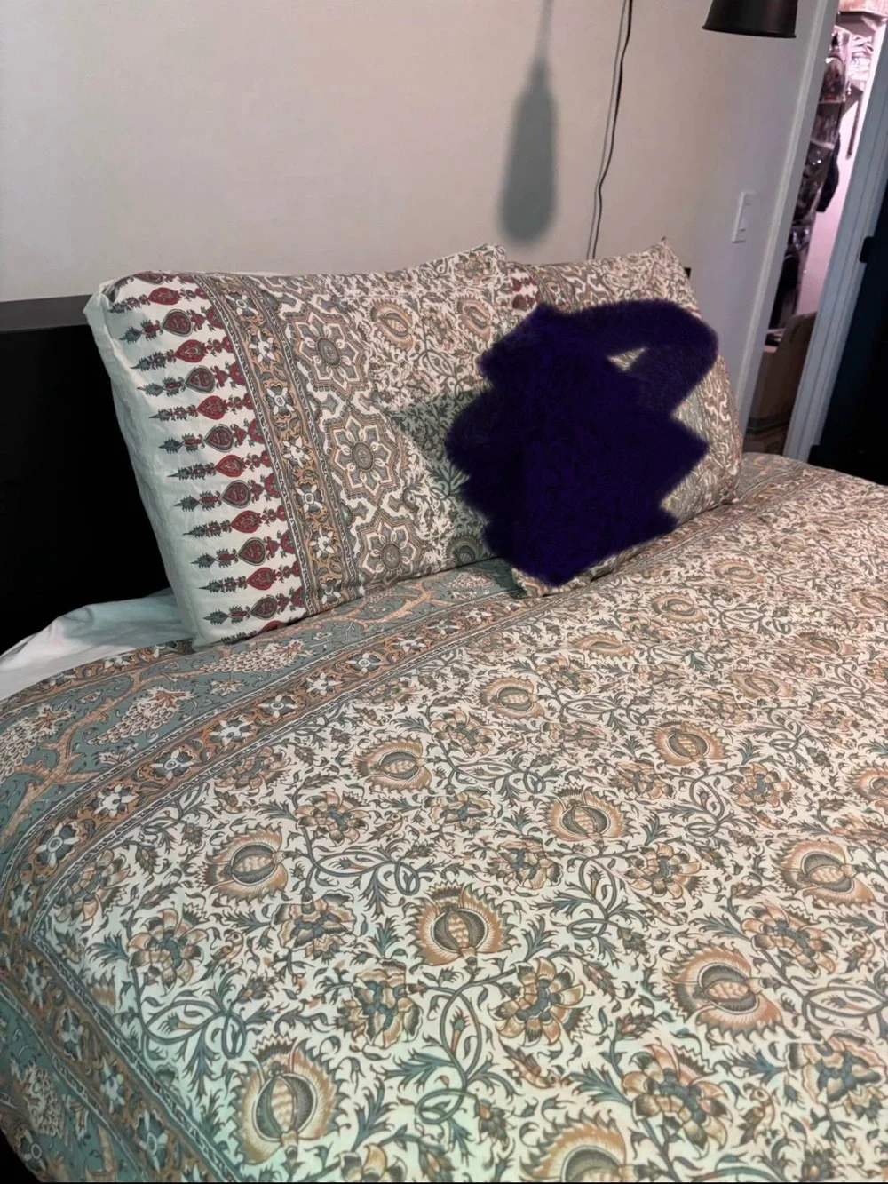 Pottery Barn Paisley-Print Cotton Comforter in Beige and Sage